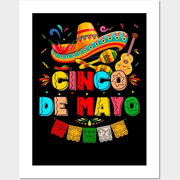 Cinco De Mayo Mexican Fiesta 5 De Mayo Taco Dabbing Funny Wall Art by smartrocket